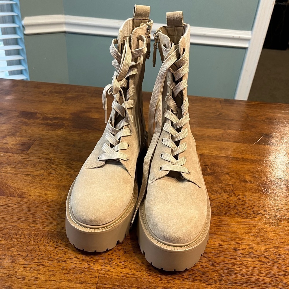 New Sam Edelman Evina Combat Platform Boot Sesame Suede size 8 - Picture 7 of 10